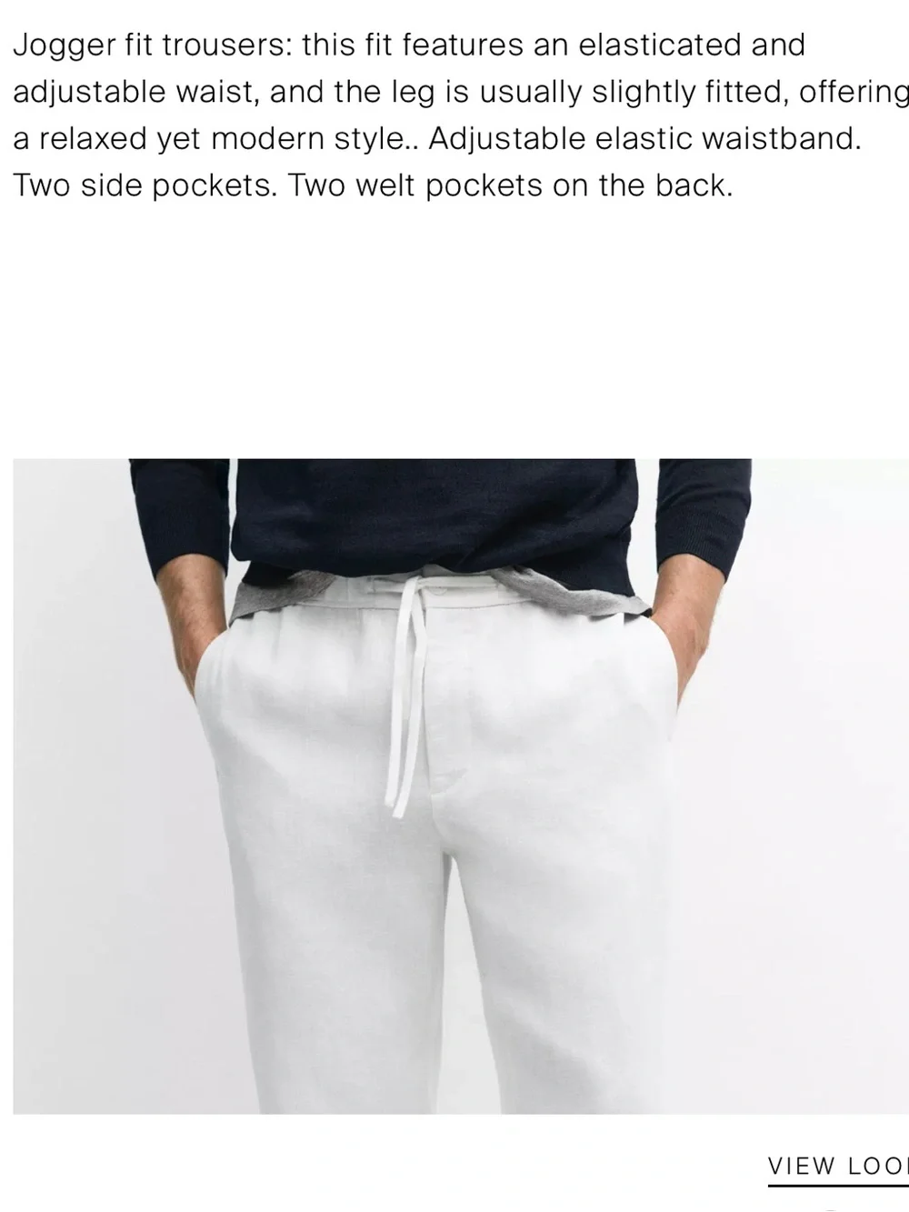 Massimo Dutti Men’s NWT white jogger fit linen cotton pants 0008/004